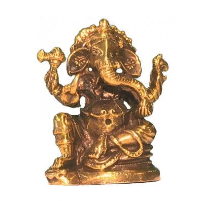 Ganesha Elefantengott sitzend Messing 3,5 cm Figur Statue Skulptur Gottheit