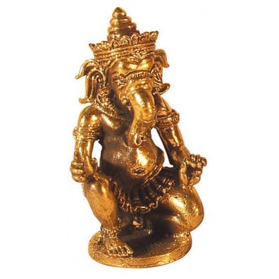 Ganesha Elefantengott knieend Messing 6 cm Figur Statue Skulptur Gottheit