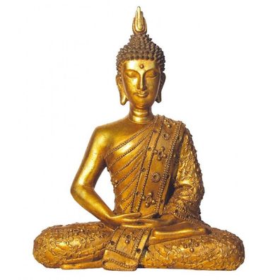 THAI-BUDDHA Resin gold 23 x 28 cm Buddhismus Feng-Shui Statue Figur Skulptur