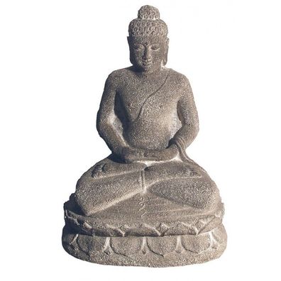 Buddha in Mediation Sandstein grau 15 x 24 cm Figur Statue Buddhismus Feng-Shui