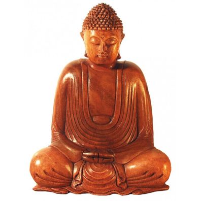 Gautama BUDDHA im Lotossitz Holz braun 25 cm Buddhismus Feng-Shui Statue Figur