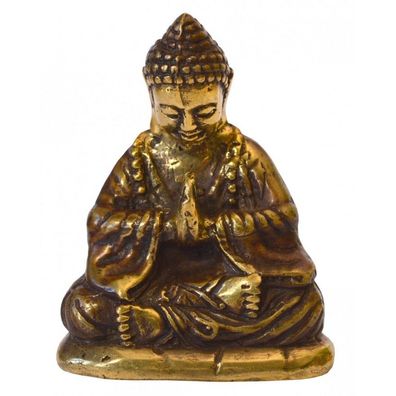 Japan-Buddha betend Messing Antik 8cm Figur Statue Skulptur Buddhismus Feng-Shui