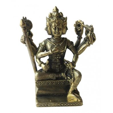 Brahma auf Thron Messing 6 cm Figur Statue Skulptur Gottheit Altarfigur Feng-Shui