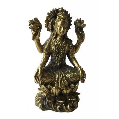 Lakshmi auf Lotus Messing 5 cm Figur Statue Skulptur Göttin Altarfigur Feng-Shui