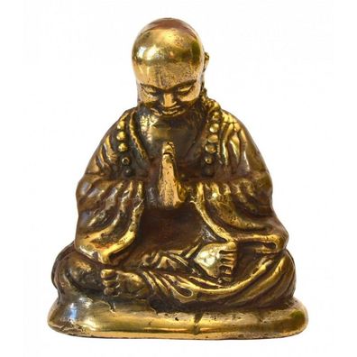 Shaolin Mönch betend Messing antik 8 cm Figur Statue Skulptur Deko Meditation