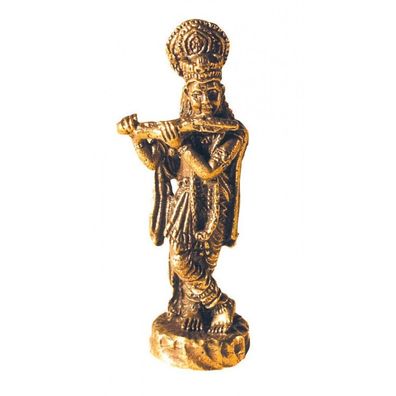 Krishna stehend Messing 3 cm Figur Statue Skulptur Gottheit Altarfigur Feng-Shui