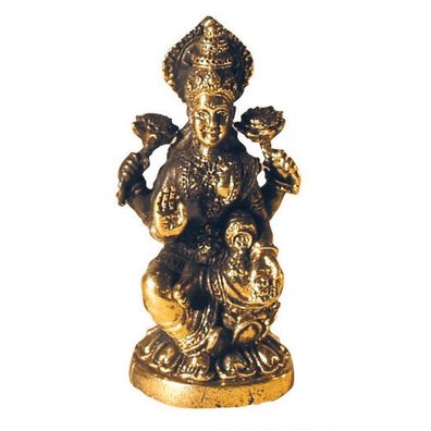 Lakshmi sitzend Messing 3 cm Figur Statue Skulptur Göttin Altarfigur Feng-Shui