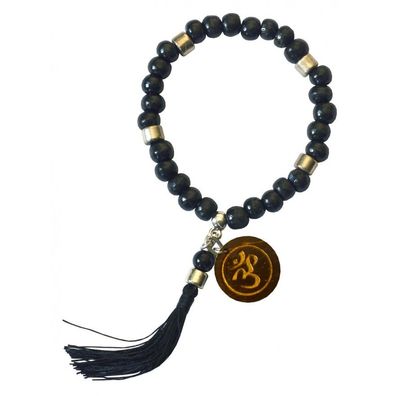 Tikra Armband OM Holz schwarz &Oslash; 6 cm elastisch Tibetisches Kraftarmband