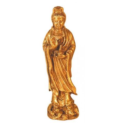 Kuan Yin Messing 5 cm Göttin für Mitgefühl + Barmherzigkeit Buddha Altarfigur