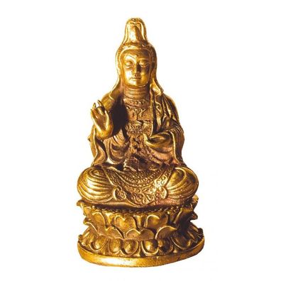 Kuan Yin Messing 6 cm Göttin für Mitgefühl + Barmherzigkeit Buddha Altarfigur