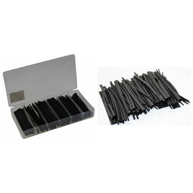 Schrumpfschlauch Set schwarz 200 teilig Sortiment Box mit Nachfüller Tüte