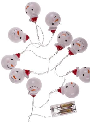 LED Schneemann Innen Lichterkette Weihnachten warmweiß 10 LEDs Batteriebetrieben
