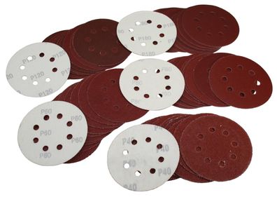 50 Klett Schleifscheiben 125mm Schleifpapier Sortiment Körnung 40-180 Mix Set