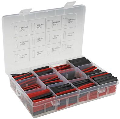 Schrumpfschlauch Sortiment 560 teilig Set schwarz rot 2:1 bis 600V