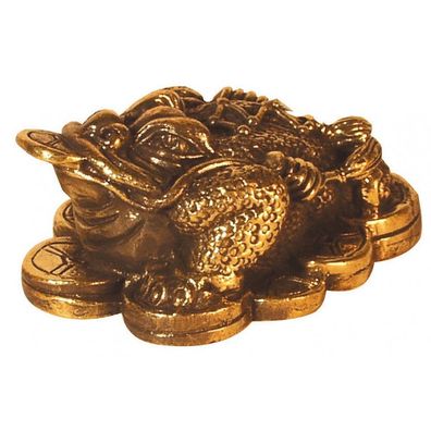 Feng-Shui Money Frog Geldfrosch Geld-Kröte Messing 5 cm Geldmagie Glück Schutz