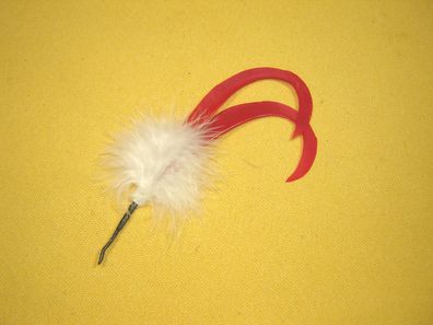Hutfeder 2 rote Federn mit weißem Flaum ca 14cm Trachten Kinderhutfeder Nr26-71a