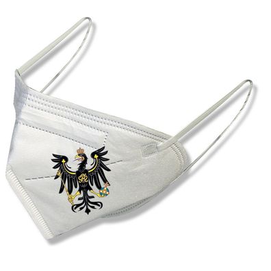 1 FFP2 Maske in WEISS Deutsche Herstellung mit Print - Preussen-adler - 15224