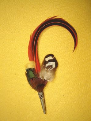 Hutfeder Trachtenhutfeder Reiherersatz rot 16 cm rechts m Federn bunt 26-72
