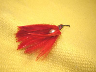 fiedrige Feder für Damenhut Pillbox Hutfeder rot mit Perle ca 7cm F04-9