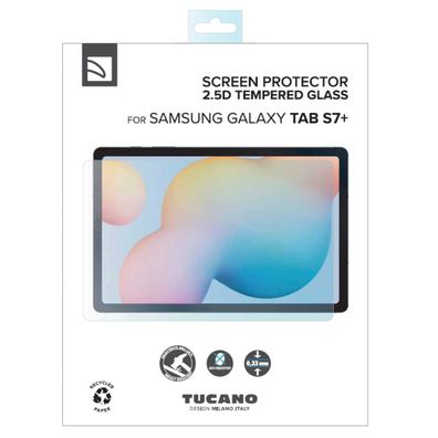 Tucano 9h Hartglas für Samsung Galaxy Tab S7+ Panzer Schutzglas Glas Full-Cover