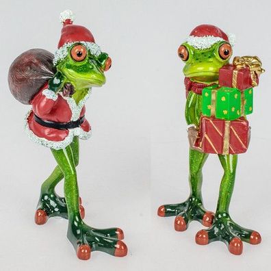 Formano Deko Figur Frosch Nikolaus Weihnachten Geschenk Sack rot grün orange