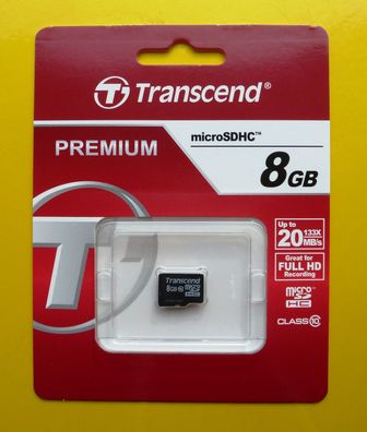 NEU: 8 GB Transcend microSDHC class 10 micro SDHC Secure Digital SD 8GB microSD
