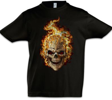 Burning Skull II Kinder Jungen T-Shirt Brennender Schädel Dead Totenschädel Tattoo