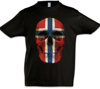 Norway Skull Flag Kinder Jungen T-Shirt Flagge Totenkopf Banner Fahne Norwegen