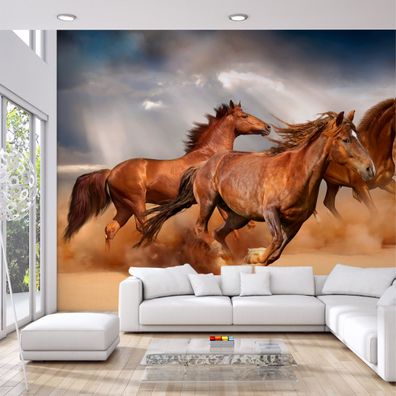 Muralo Selbstklebende Fototapeten XXL Herde Von Pferden Wüste Himmel 3D 3076