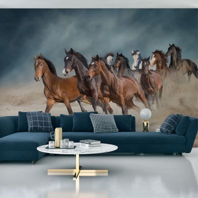 Muralo Selbstklebende Fototapeten XXL Galoppierende Pferde Wüste Natur 3079