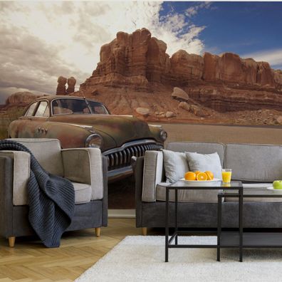 Muralo Selbstklebende Fototapeten XXL Wohnzimmer Auto Wüste 3D 3659