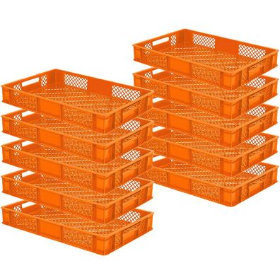 10 Bäckerkisten / Euroboxen, LxBxH 600 x 400 x 90 mm, lebensmittelecht, orange