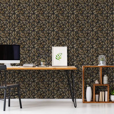 10m VLIES TAPETE Rolle Geometrie Modern Holzoptik 3D Effekt XXL 1522