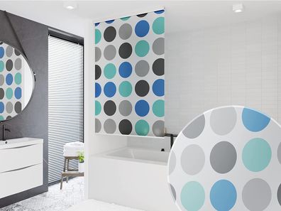 Halb Kassetten Duschrollo Modell Retro blau türkis hellgrau anthrazit - 7 Breiten