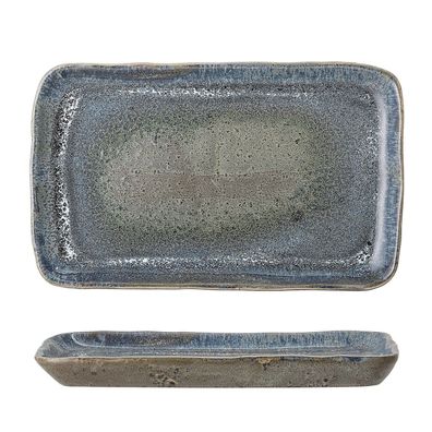Servierteller Aura blau - Lasierte Servierplatte aus Steingut