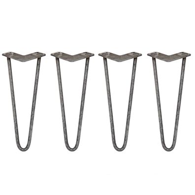 4 x 35.5cm Hairpin Tischbeine 2 Streben - 12mm - Rohstahl