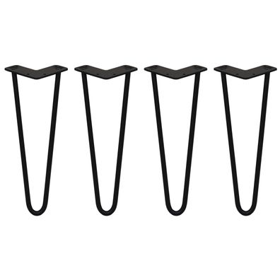 4 x 35.5cm Hairpin Tischbeine 2 Streben - 12mm - Schwarz