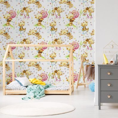 VLIES TAPETE Designtapete Kinderzimmer Baeren Blumen Gaensebluemchen Sterne XXL 2574