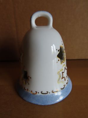 Glocke aus Porzellan weiß mit Blau Engel mit Geschenk Handgemalt Ute Henne Nr.8