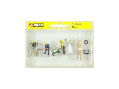 Modellbahn Figuren Maurer, 4 Figuren u. Zubehör, Noch H0 15055 neu, OVP