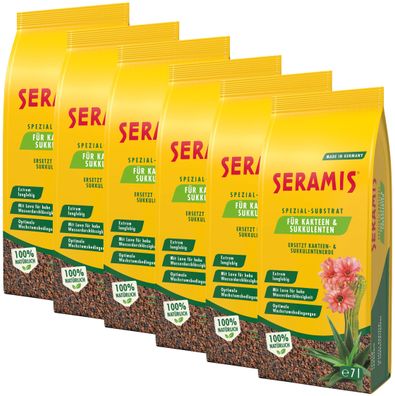 6 x Seramis® Spezial-Substrat für Kakteen und Sukkulenten, 7 Liter