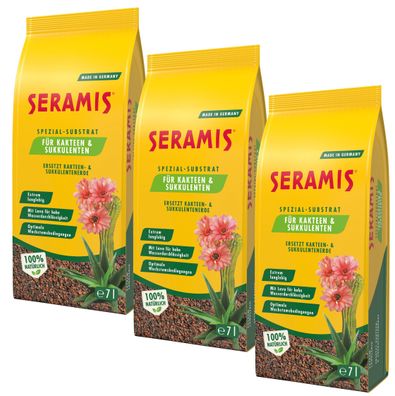 3 x Seramis® Spezial-Substrat für Kakteen und Sukkulenten, 7 Liter