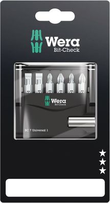 Wera Bit-Check 7 Universal 1 SB, 7-teilig 05073406001 Universalhalter Bits