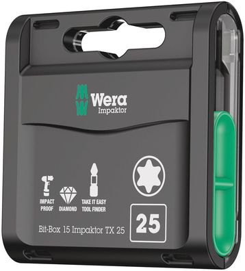 Wera Bit-Box 15 Impaktor TX, TX 25 x 25 mm, 15-teilig 05057775001 Torx Bits Set