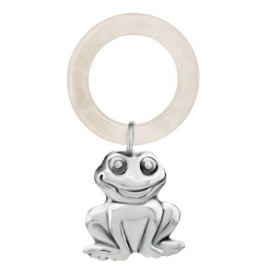 Babyrassel & Beißring 925 Silber kleiner Frosch