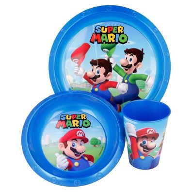 Stor 21415 Nintendo Super Mario 3-teiliges Frühstück Set aus Kunststoff Luigi