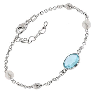 trendor Schmuck Damen-Armband 925 Silber mit Quarz, Oliven und Perlen 51340