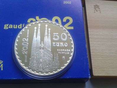 50 euro 2002 PP Spanien Gaudi Sagrada Familia 5 Unzen Silber 168,75g 925er Silber