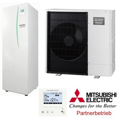 Mitsubishi Zubadan 8 kW Wärmepumpen-Set 5.12 Warmwasser Speichermodul