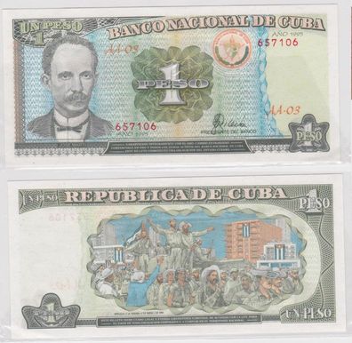 1 Peso Banknote Kuba Karibik 1995 Pick 112 kassenfrisch (153428)